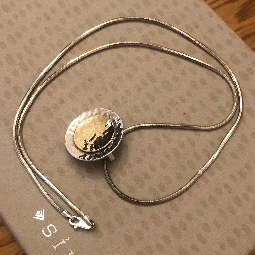 Vintage Silpada 14K Gold Plated Sterling Silver Pendant Snake Chain Necklace - Picture 12 of 13